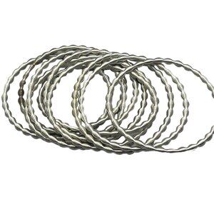 set of 10 stretch wire bracelets costume jewelry silver one size READ